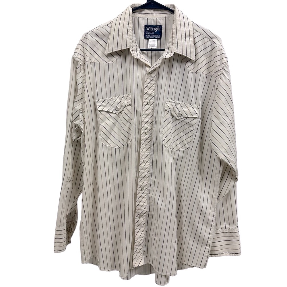 Wrangler Snap Up Cowboy Cut Western Regular Fit Shirt XL Tails Striped 17.5 Neck